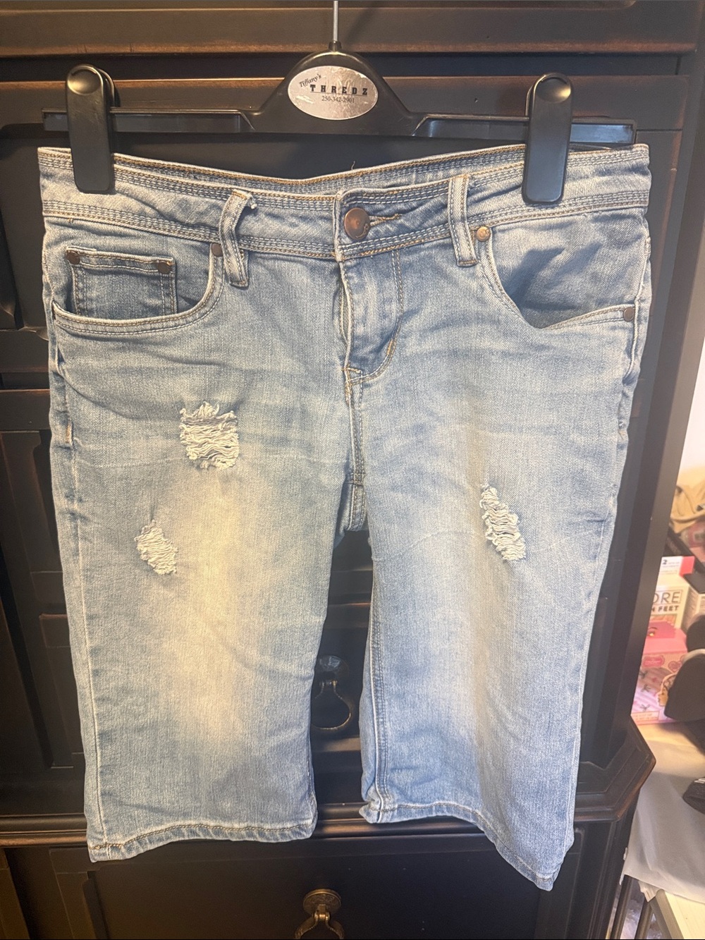 Dollhouse Light Blue Distressed Jean Shorts